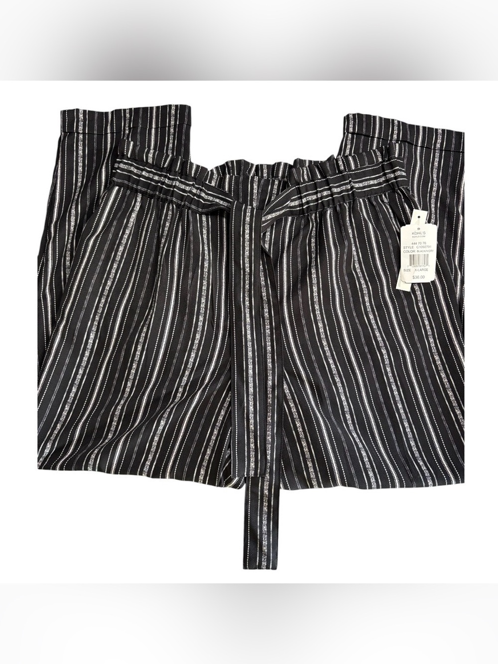 Joe Benbasset Black & White Vertical Stripe Cropped Pants (v)